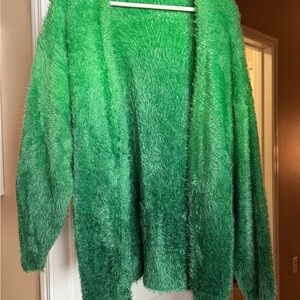 FARM Rio Lush Green Fuzzy Cardigan